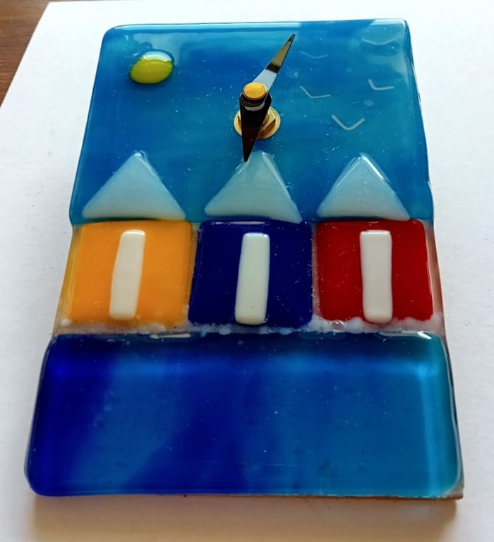 Beech Huts fused glass clock