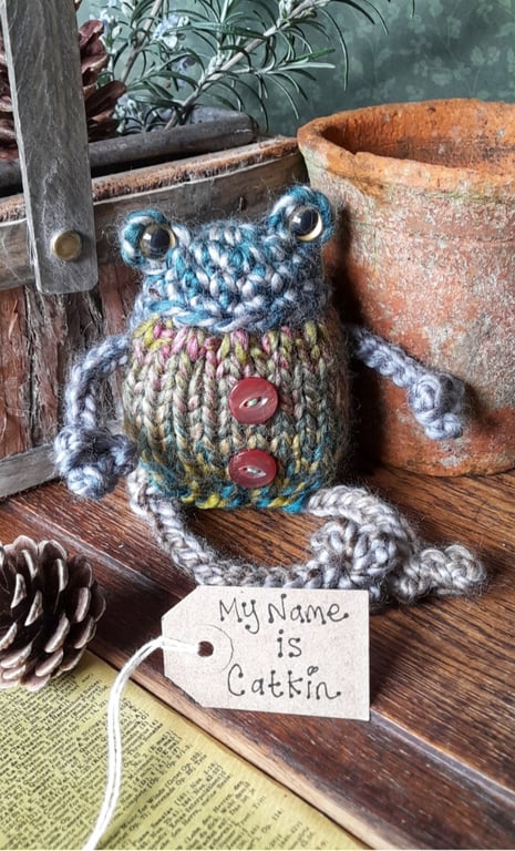 Catkin the Frog - A Cosy Little Handknitted Companion