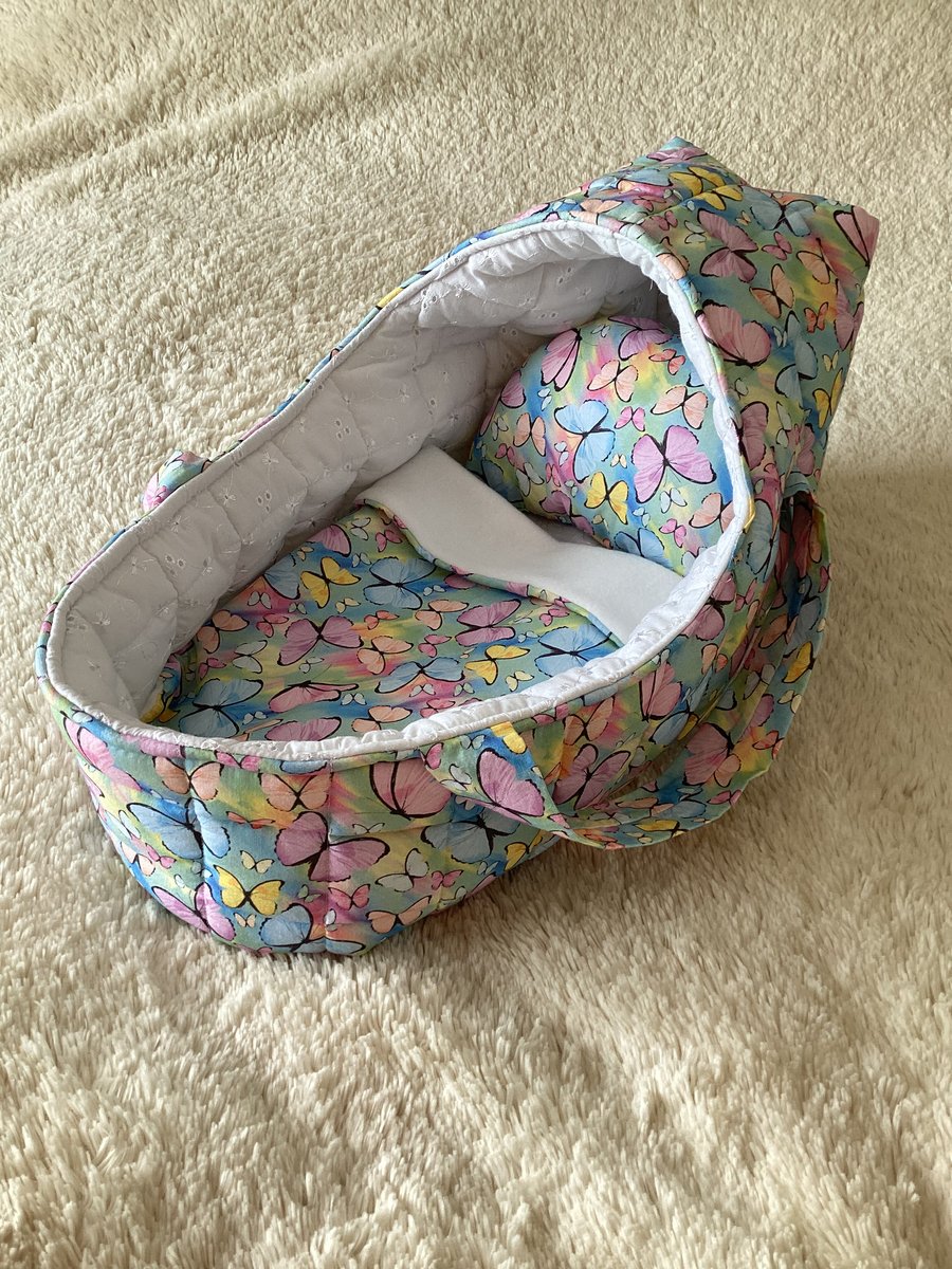 Doll's Carrycot, multi-coloured suitable for 14 inch dolls