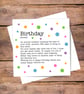Birthday Definition Card - personalised, blank inside - Image 1