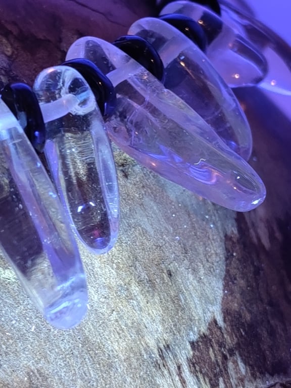 Tiny Galaxy. Clear Quartz and Black Agate Stone Bracelet by BDS