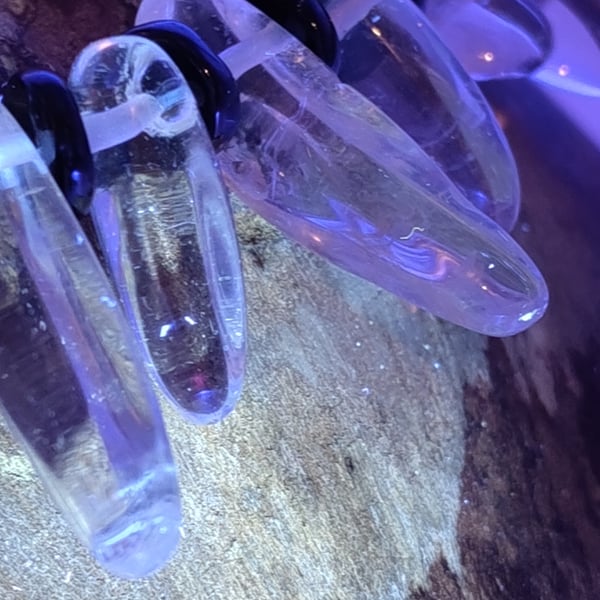 Tiny Galaxy. Clear Quartz and Black Agate Stone Bracelet by BDS