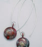 Copper owl drop earrings, dangle earrings - Image 1