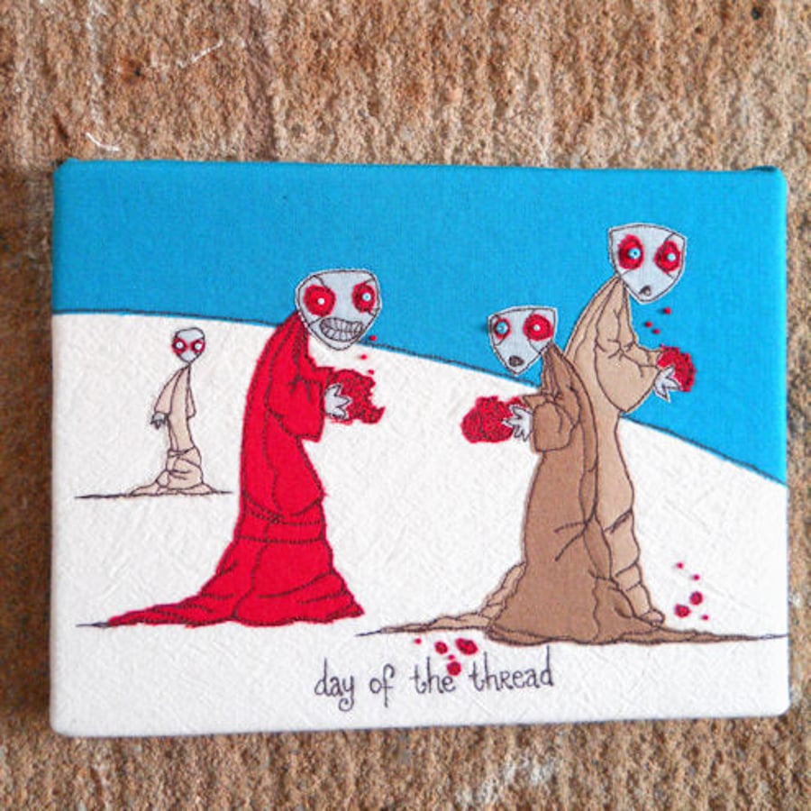 textile art -  embroidered zombies "day of the thread"