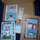 Quirky art Notebook mystery letterbox gift,  card, bookmark and postcard
