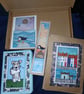 Quirky art Notebook mystery letterbox gift,  card, bookmark and postcar
