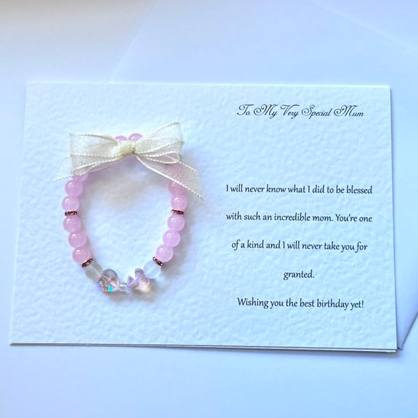 Handmade Personalised Elastic Bracelet Birthday Card, Birthday Gift  BC005