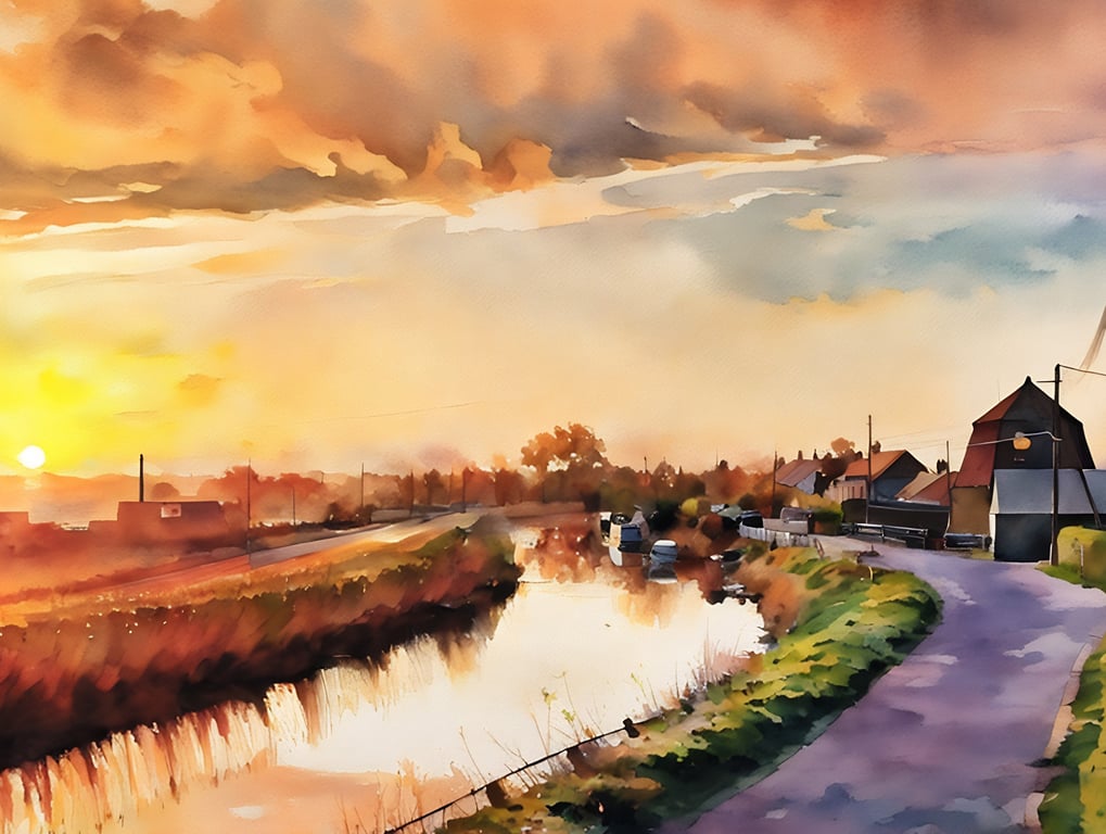 Sunrise Norfolk Fen A5 Greeting Card 