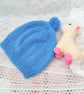 Blue Pom Pom Hat for a Child, Child's Winter Hat, Child's Knitted Hat - Image 1