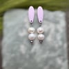 Soft Dusty Pink Polymer clay and baroque-style pearl Drop Earrings