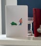Christmas Card Cards Man Pulling Sledge watercolour style (QM 210) - Image 3