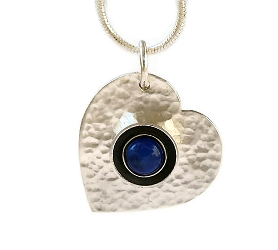 Sterling Silver Heart Necklace with Lapis Lazuli NL2