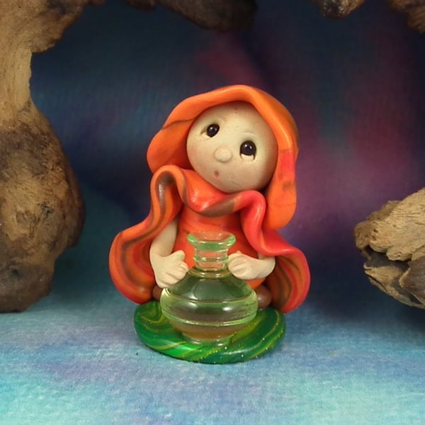 Sale Tiny Infirmary Gnome 'Nerys' with potion bottle OOAK Sculpt