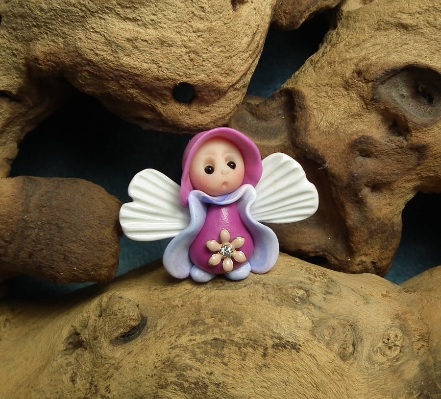 Tiny Springtime Flurrier Angel Gnome 'Gloria' OOAK Sculpt Ann Galvin