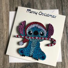 Stunning handmade quilled Stitch Christmas Card