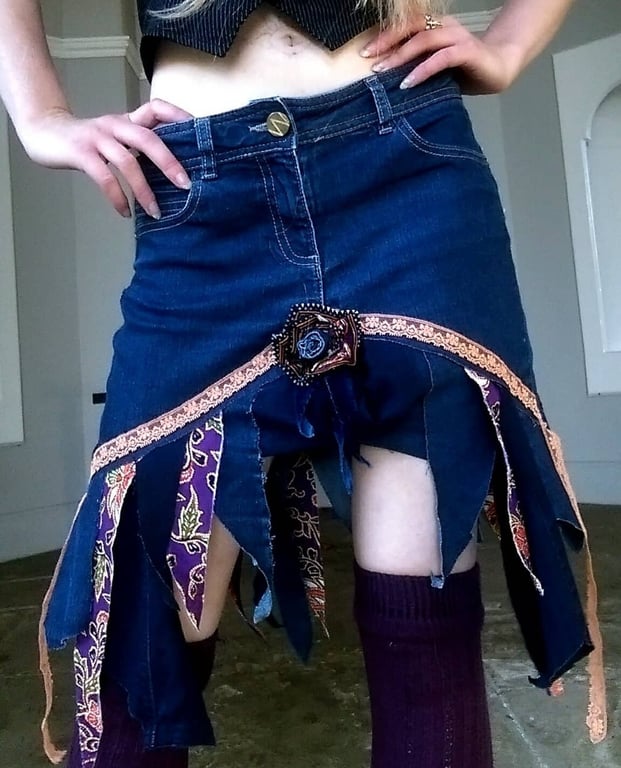 size 10 funky up-cycled festival summer skirt