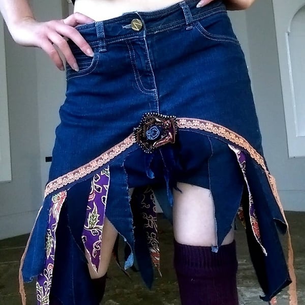 size 10 funky up-cycled festival summer skirt
