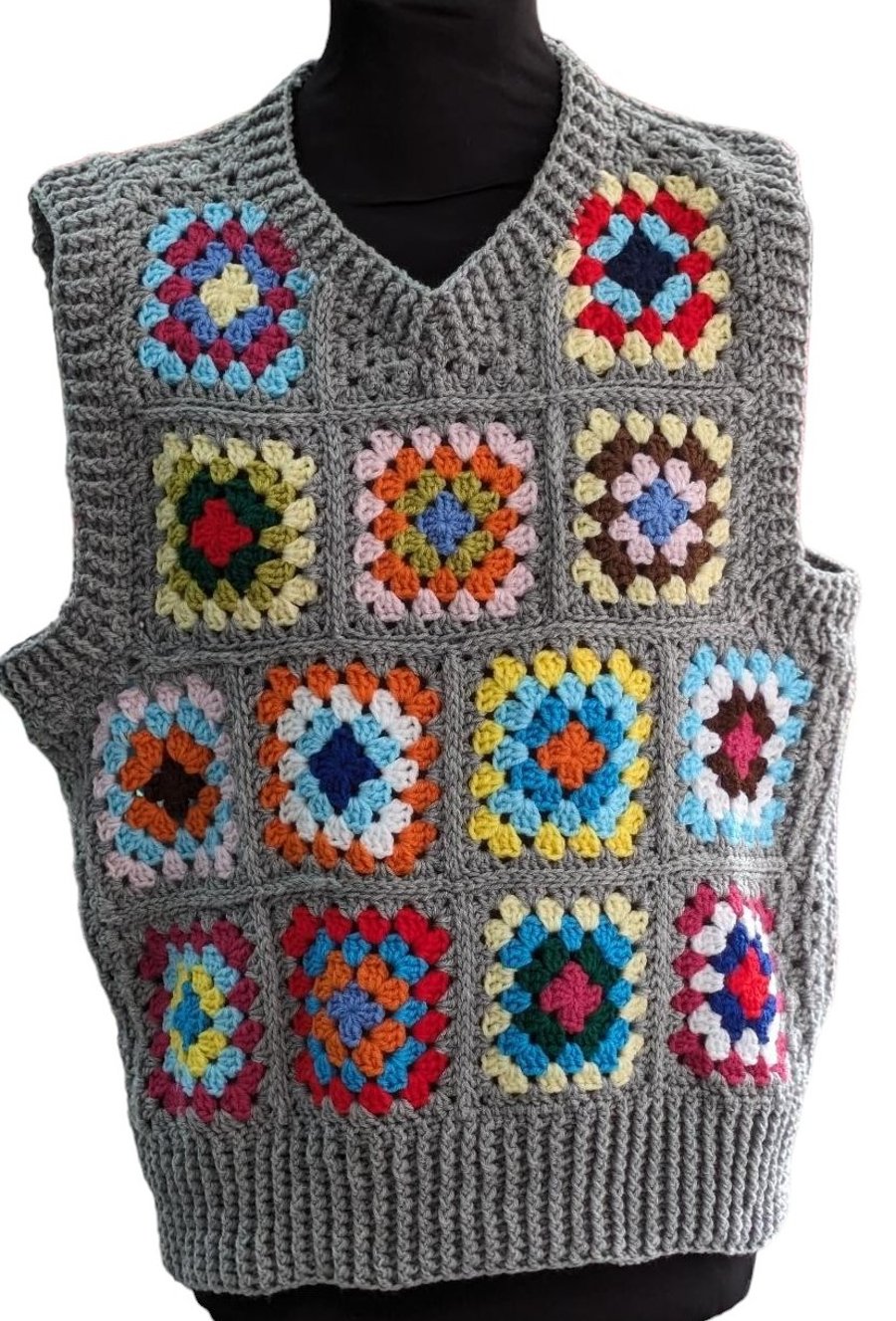 Crochet Unisex Granny Square Vest