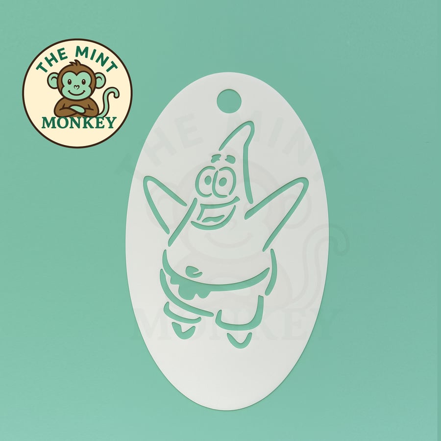 Patrick star - Face Paint Stencil - Kids Party - Reusable - cake decorating - fl