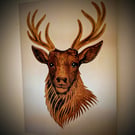Red Stag Bust. Oxide metal wall art by Adam Clarke