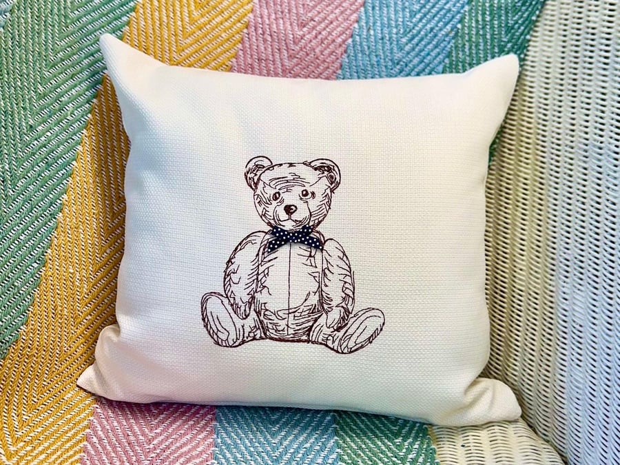 Bear design Embroidered Cushion 33cm (13”)