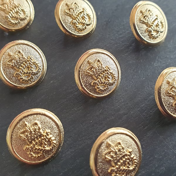 1 2" 12.5mm 20L Gold crest Buttons