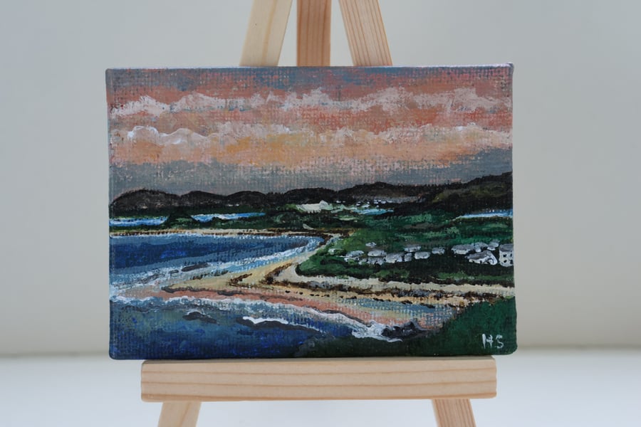 Sunset Narin Strand mini acrylic painting