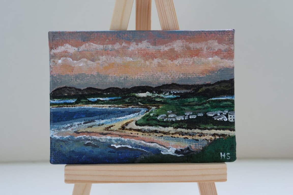 Sunset Narin Strand mini acrylic painting