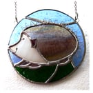 Hedgehog Stained Glass Suncatcher Ring Handmade