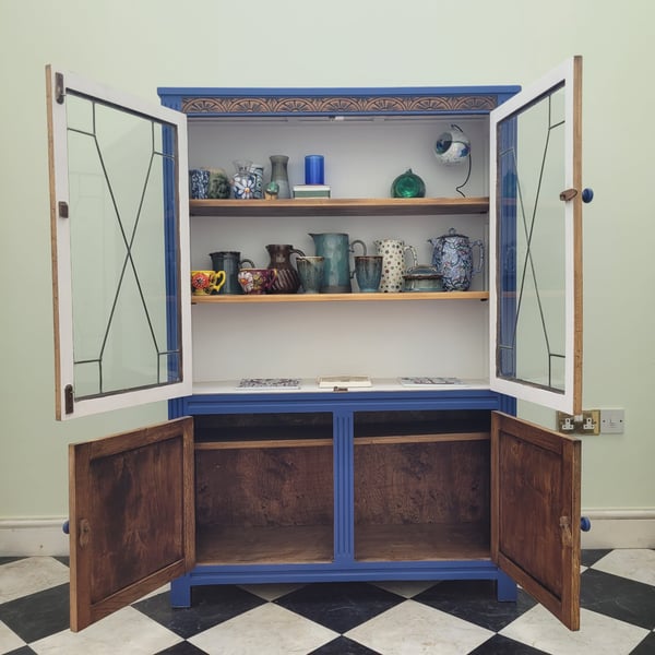Upcycled glass-fronted display cabinet