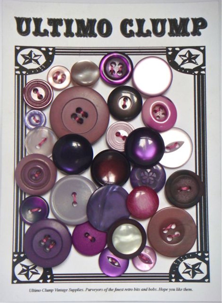 28 Vintage Purple Buttons 