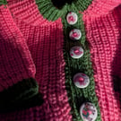 Stunning pink and green fisherman's rib cardigan