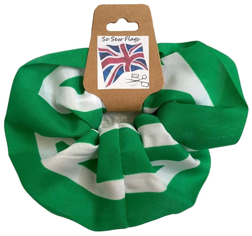  Union Jack Green White Flag Hair Scrunchie Scrunchies Accessory Ties Elastic