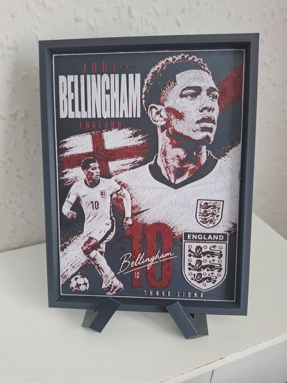Jude Bellingham England 3D HueForge Framed Print 8x6 Inch With Stand