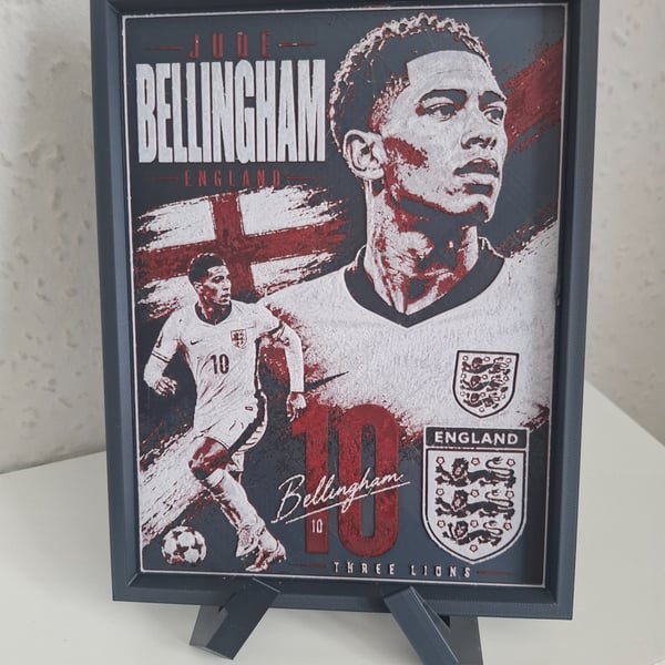 Jude Bellingham England 3D HueForge Framed Print 8x6 Inch With Stand