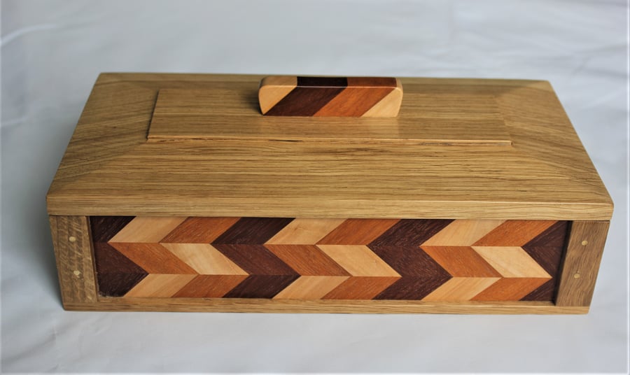 Wooden Trinket Box Zig Zag Effect.