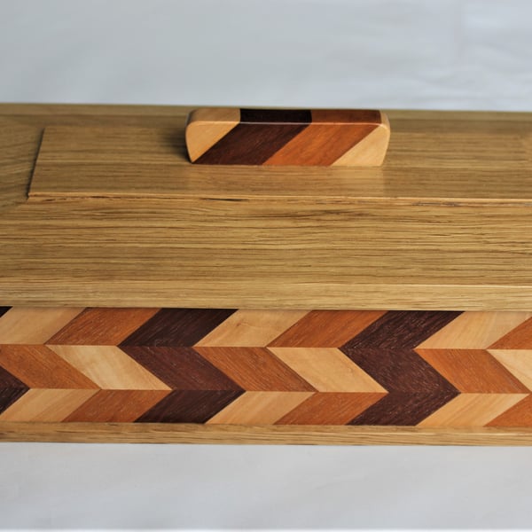 Wooden Trinket Box Zig Zag Effect.