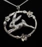 Handmade Hare Pendant, Fine Silver & Sterling Silver Wildlife Necklace