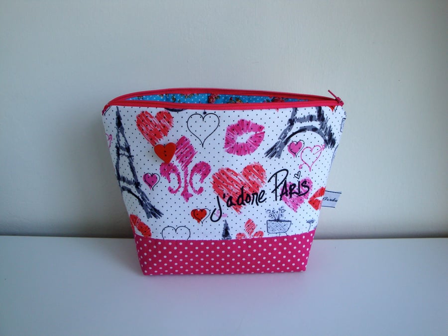 SALE Cotton Wash bag - Toiletries bag  - Paris wash bag 