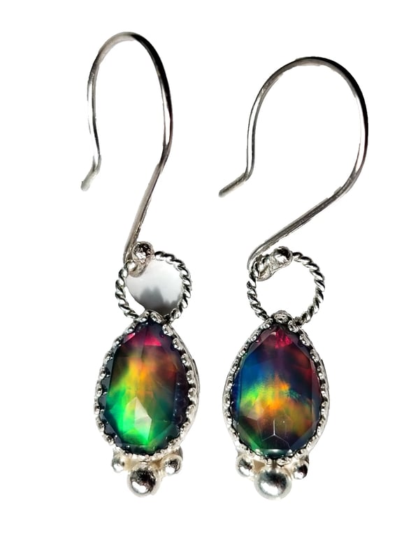 Aurora Opal Earrings Teardrop Sterling Silver Drop Sustainable Jewellery Gift