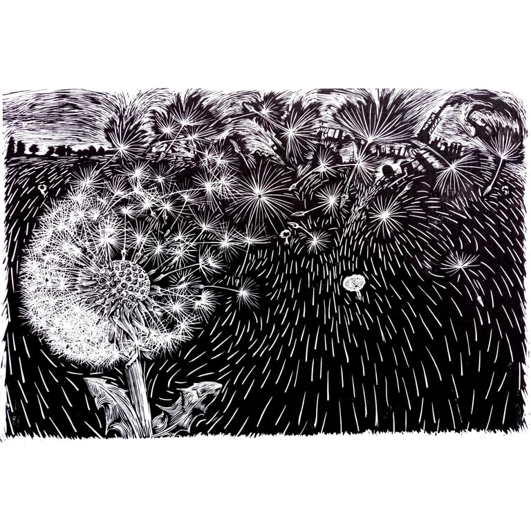 Dandelion with Oil Refinery
