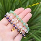 Custom Made Gemstone Bracelet with Gold Initial Charm