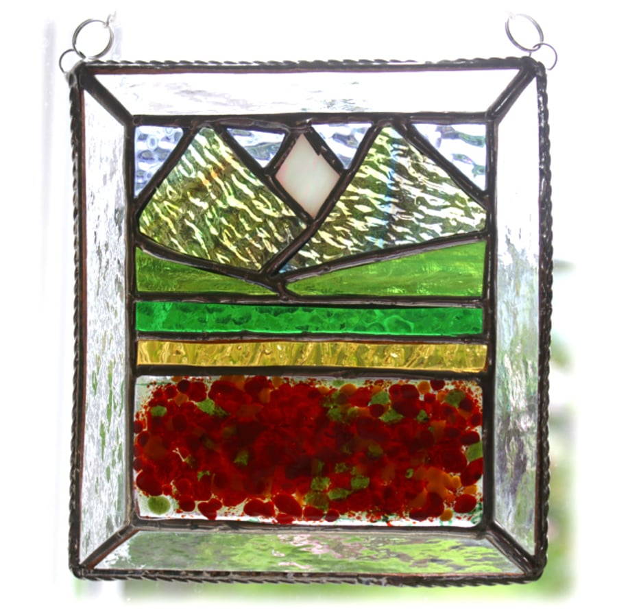 Poppy Mountain Picture Suncatcher Stained Glass Fusion