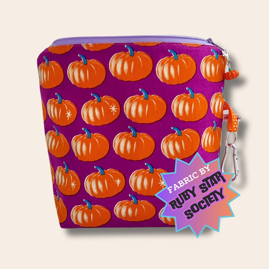 Halloween Pumpkin Project bag for Knitting - Ruby Star Society fabric