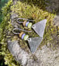 Sterling silver triangle drop earrings with colourful frosted gemstone beads - Image 3
