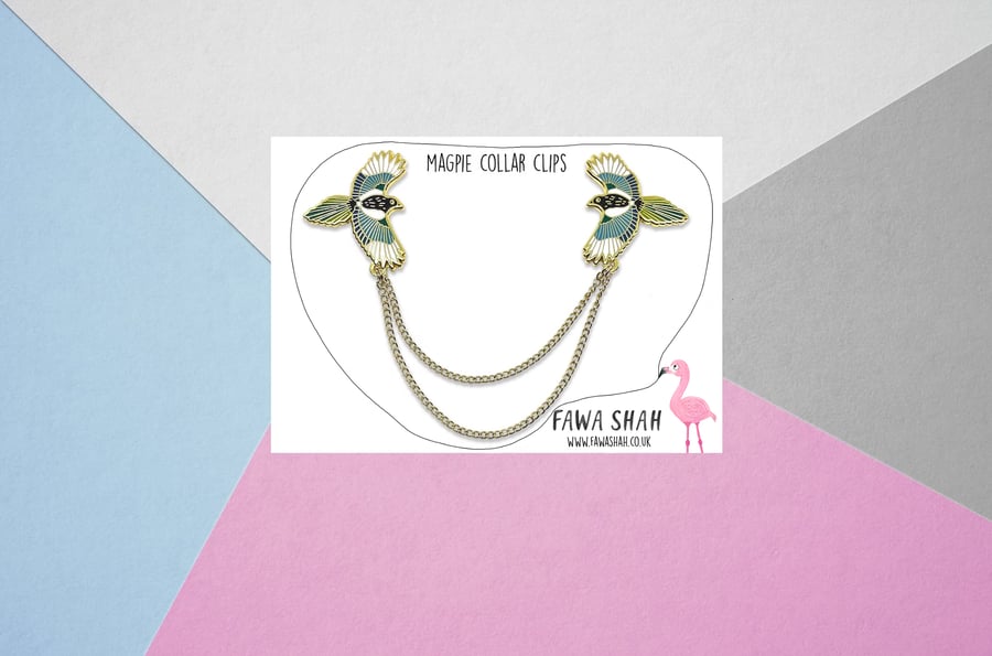Magpie Collar Chain - Hard Enamel Pin - Jewellery