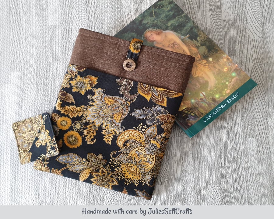 Book or Kindle Sleeve Lined and Padded with Button Fastening
