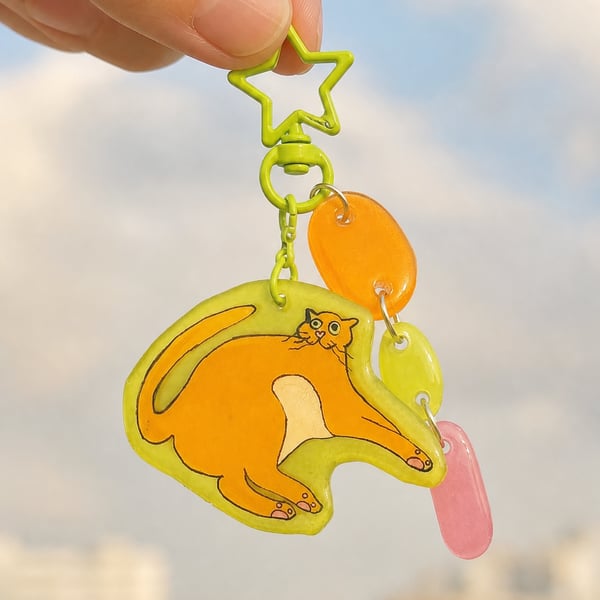 Payday Please Cat – Handmade Original Pet Illustration Keyring