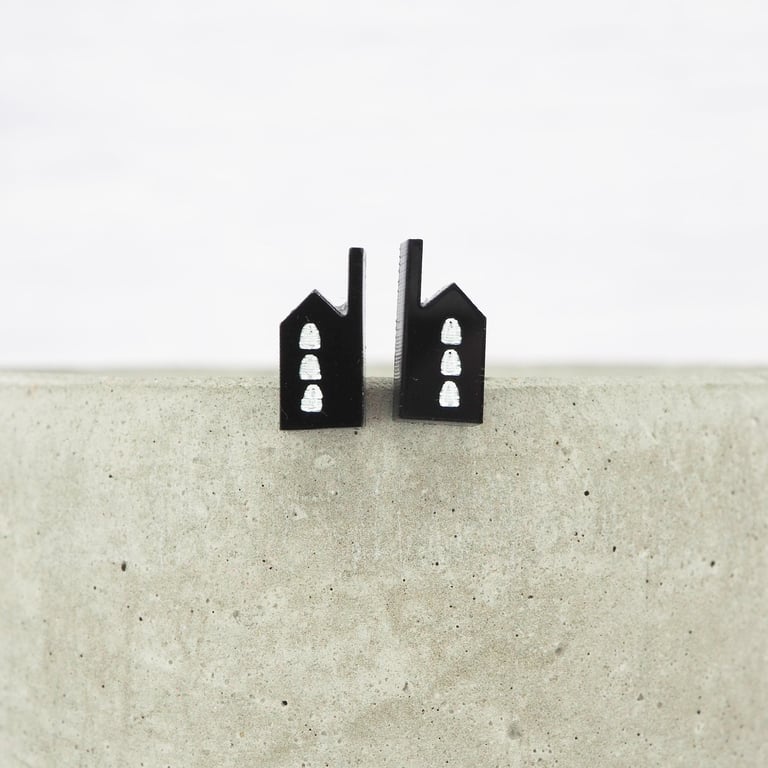 Titanium studs Tin mine house stud earrings - Cornwall - Cornish - Kernow 