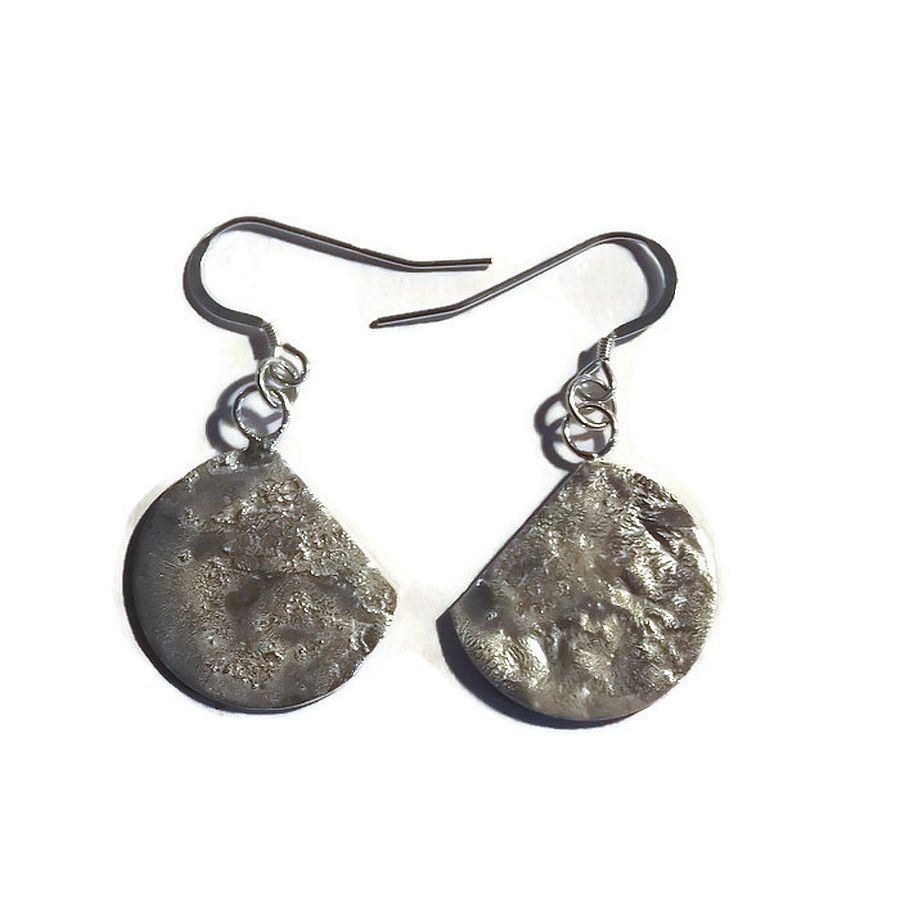 sterling silver, truncated disc earrings